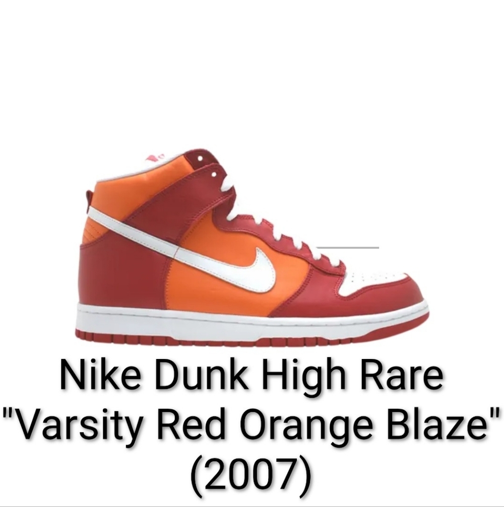 Nike Dunk High Rare "Varsity Red Orange Blaze" (2007) Mens 7.5 Womens 9 EUC
